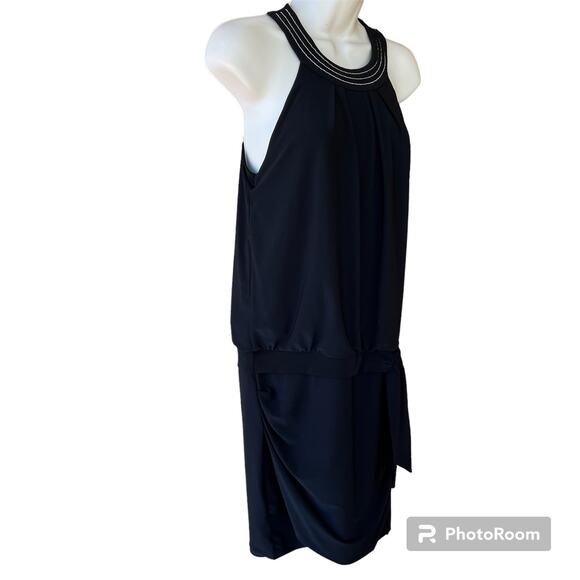 White House Black Market Datey MJ Mini Dress Silver Halter Button Open Back S - Picture 3 of 10